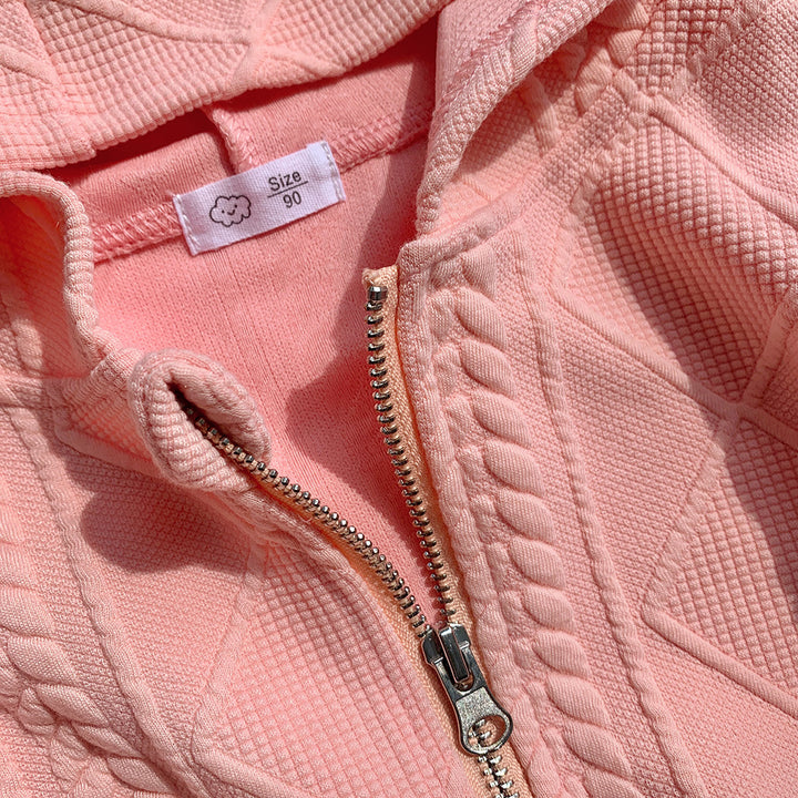 【90-150】フルジップフーディーニットパーカーセットアップ