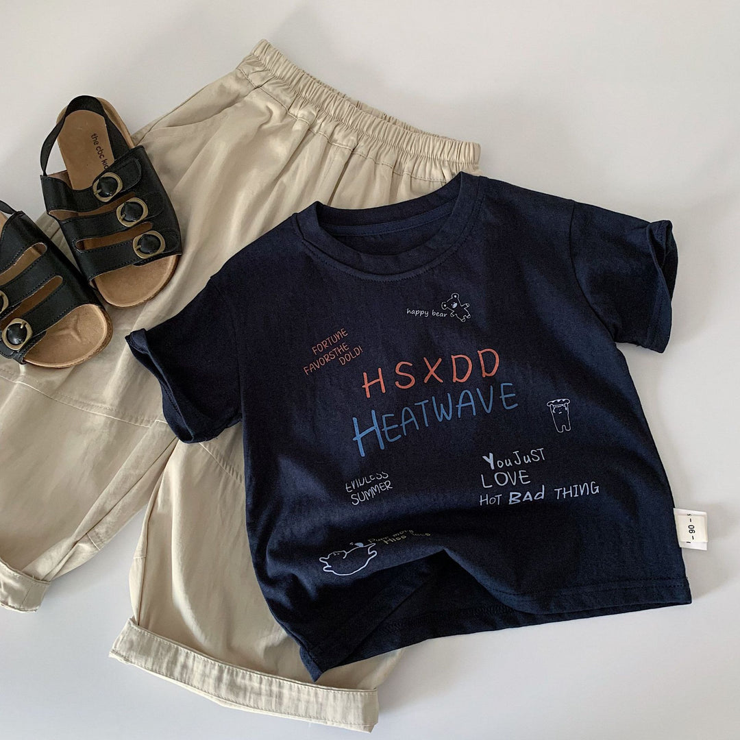 【90-140】レタープリントTシャツ