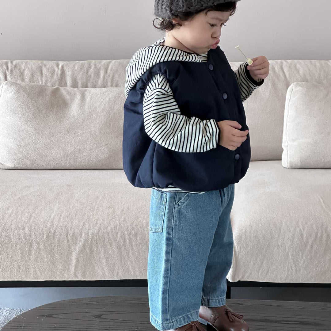 【73-110】ボーダー柄フーディートップス