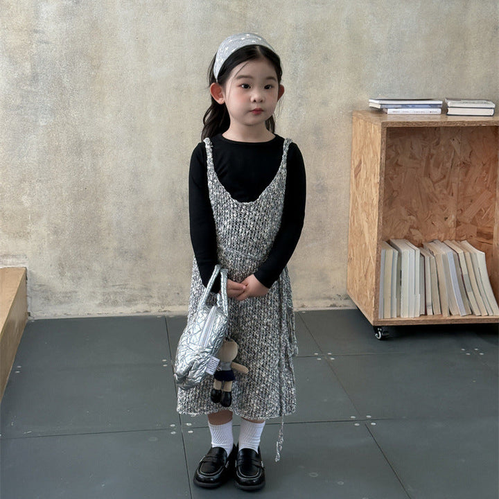 【90-140】ウエストリボンニットワンピース