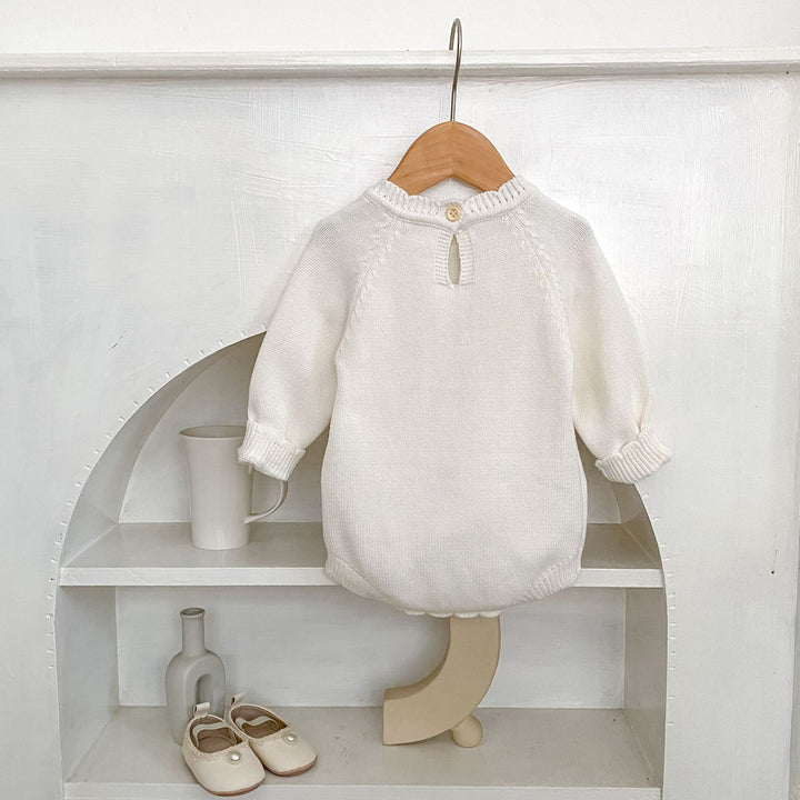 【73-90】花柄長袖ニットロンパース