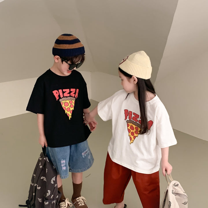 【90-150】PIZZAプリントTシャツ