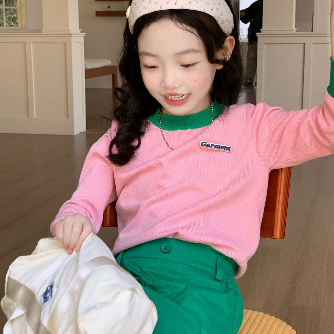 【90-140】バイカラー長袖プルオーバー