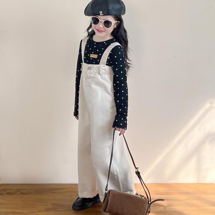 【90-140】ドット柄長袖トップス