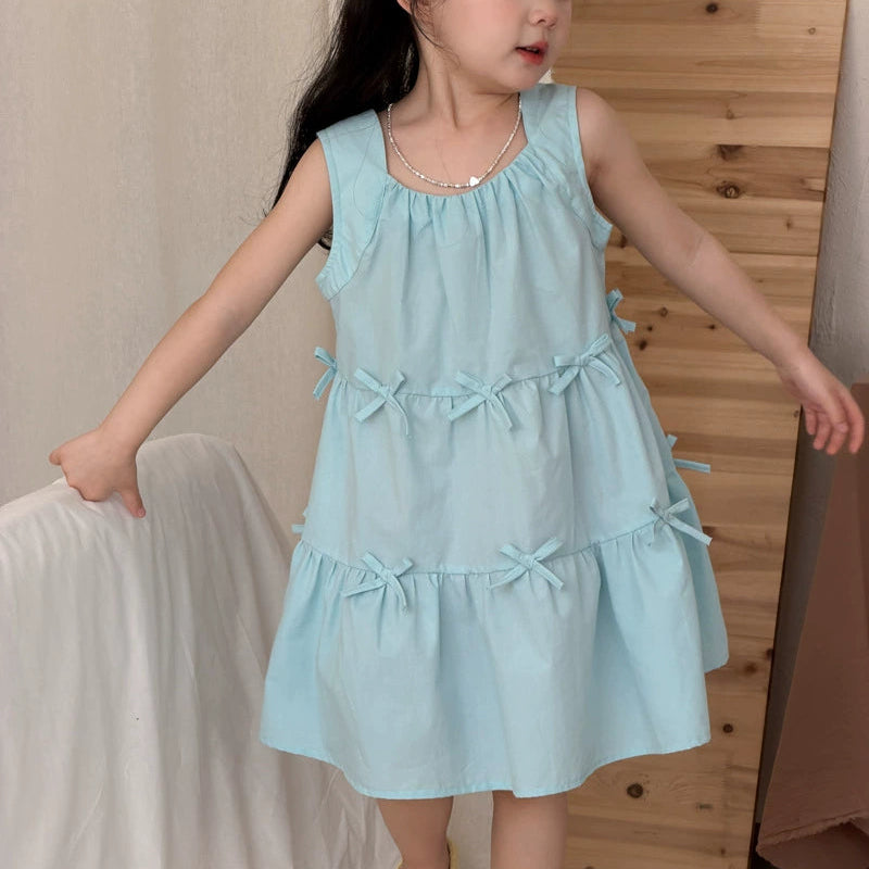 【90-140】リボンモチーフノースリワンピース