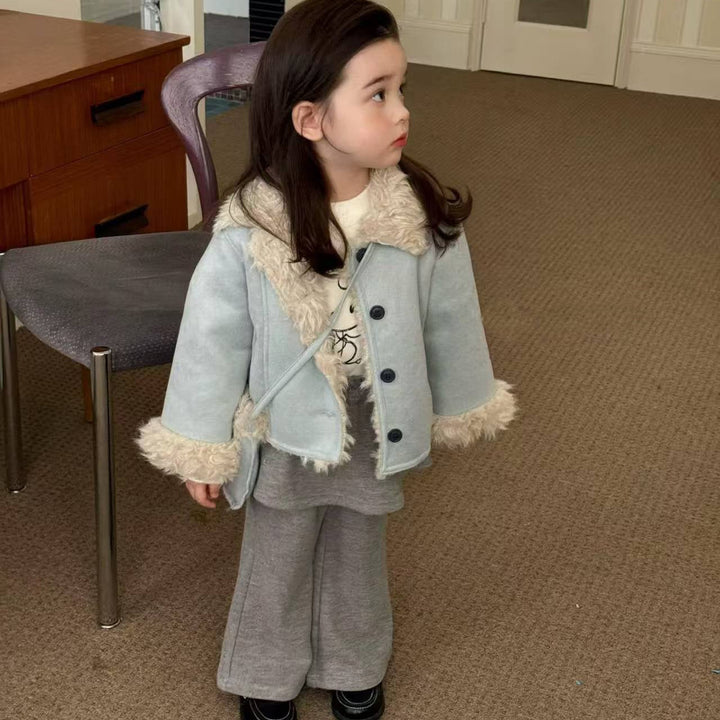 【80-130】ショルダーバッグ付きフェイクファーショートコート