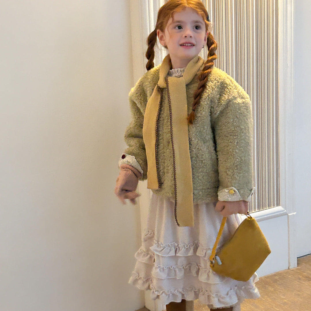 【90-140】ボタンデザインボアショートコート