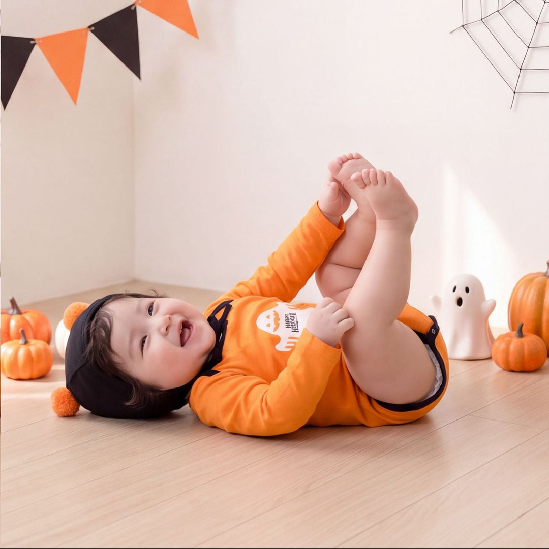 【73-90】ハロウィンデザイン長袖ロンパース