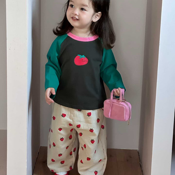 【73-110】いちご柄ロングパンツ