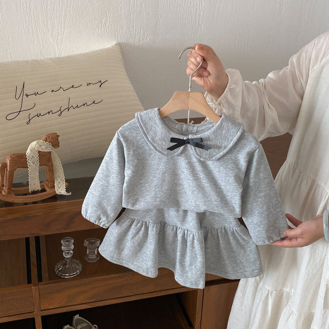 【73-110】ワンポイントリボントップス×スカートセット