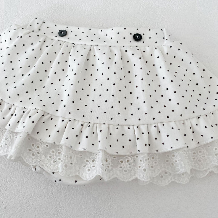【73-110】フリルデザインドット柄セットアップ