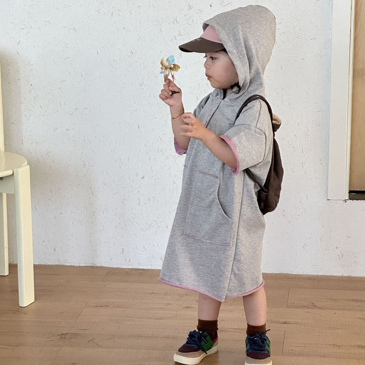 【80-150】ハーフボタンフーディーワンピース