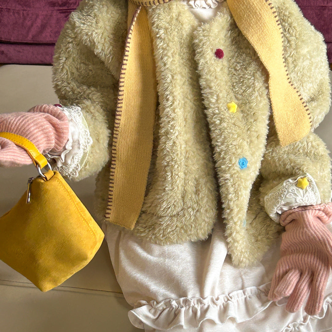 【90-140】ボタンデザインボアショートコート