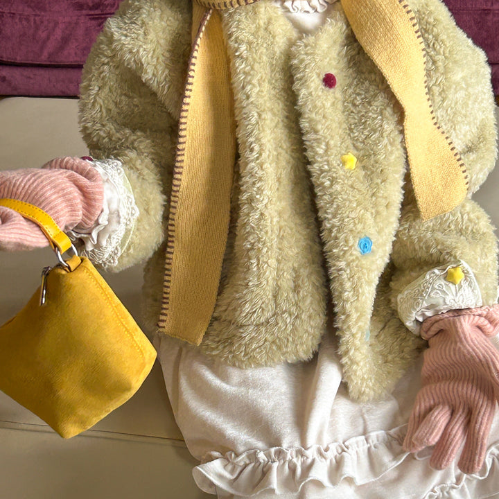 【90-140】ボタンデザインボアショートコート