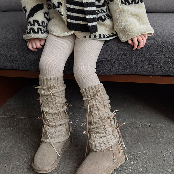 【90-150】リボンレッグウォーマーレギンス