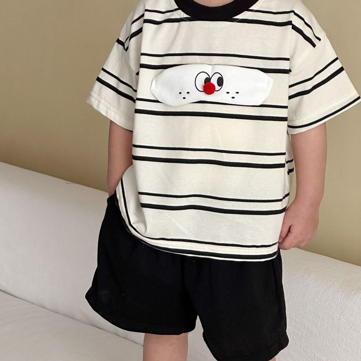 【80-150】フロントワッペンTシャツ×ハーフパンツセット