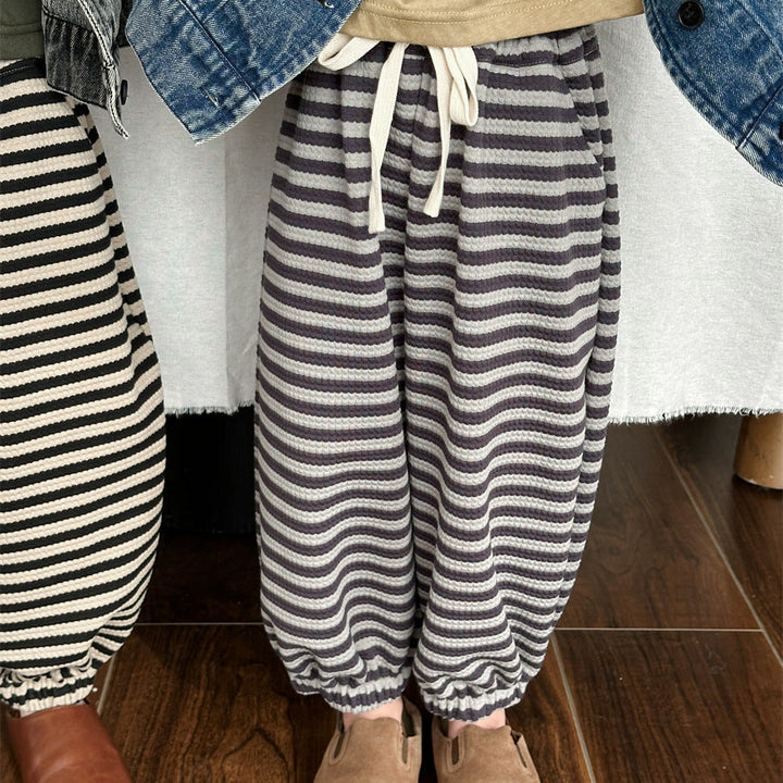 【80-140】ボーダー柄リラックスパンツ