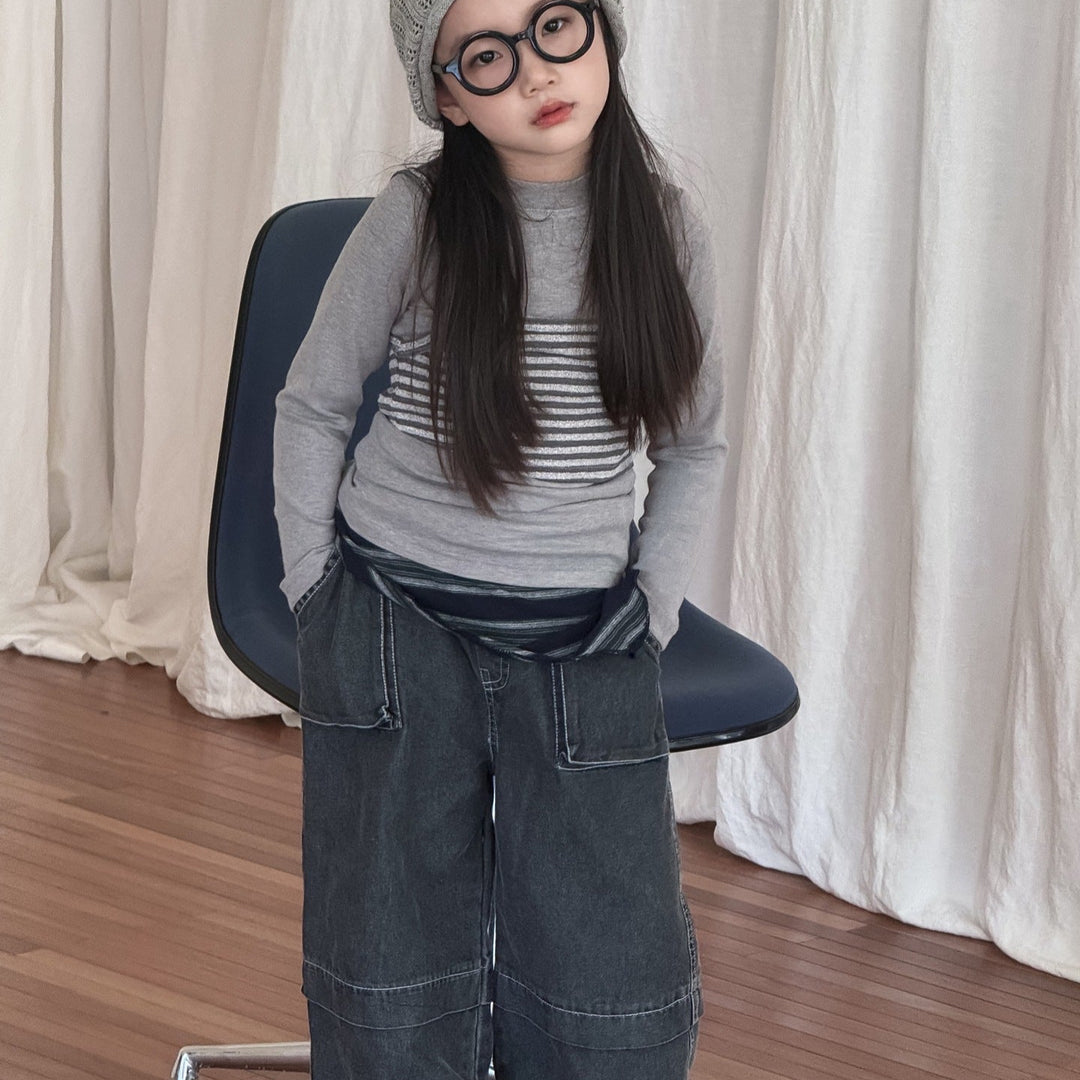 【90-150】カットオフストレートデニムパンツ