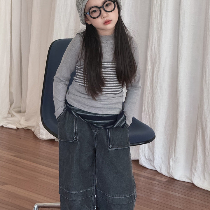 【90-150】カットオフストレートデニムパンツ