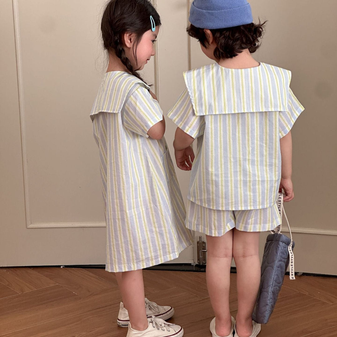 【80-150】ストライプシャツセットアップ