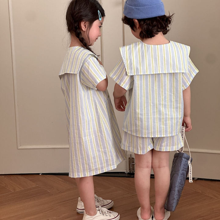 【80-150】ストライプシャツセットアップ