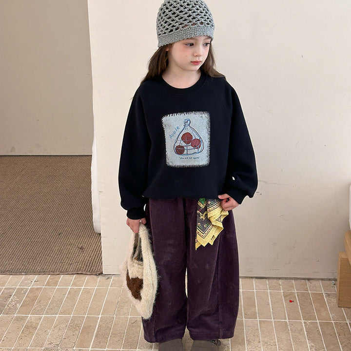 【90-150】シンプルコーデュロイワイドパンツ