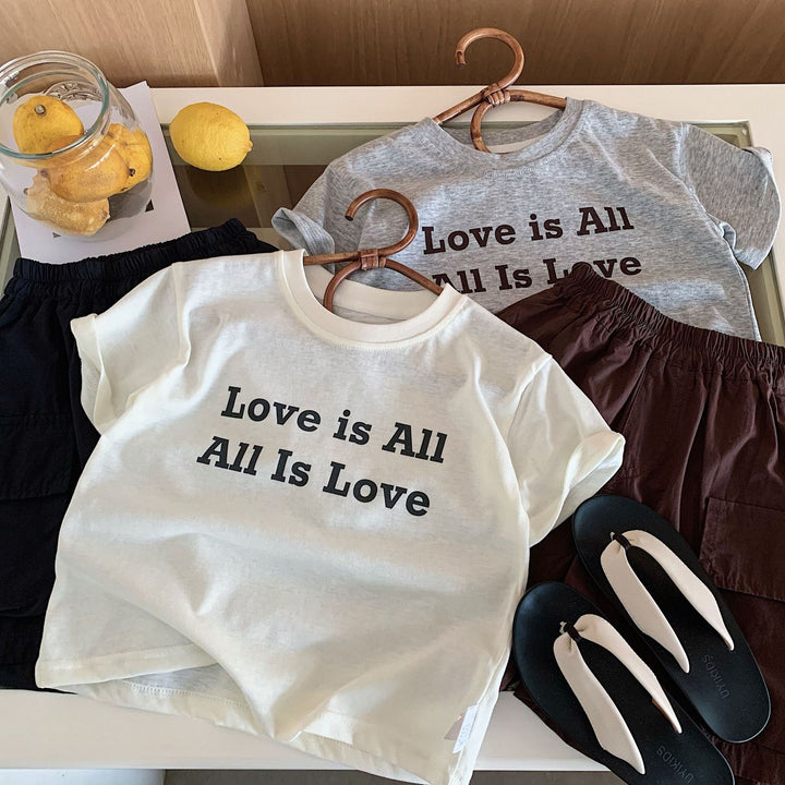 【90-140】英字ロゴTシャツ×ハーフパンツセット