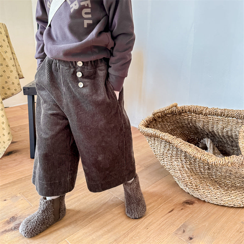 【80-130】コーデュロイワイドパンツ