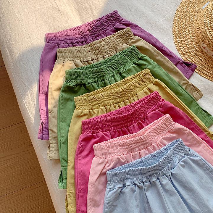 【90-150】カラーシンプルショートパンツ