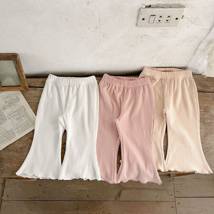 【73-120】シンプルリブフレアパンツ
