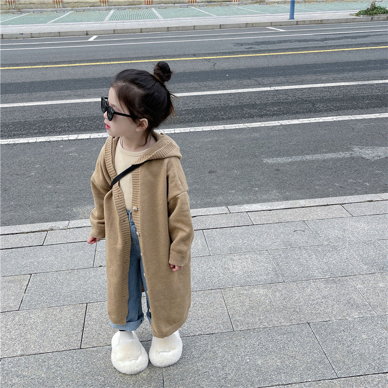 【90-140】フーディーニットロングカーディガン