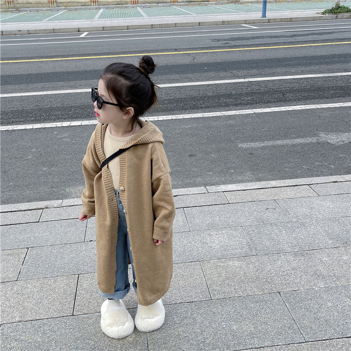 【90-140】フーディーニットロングカーディガン