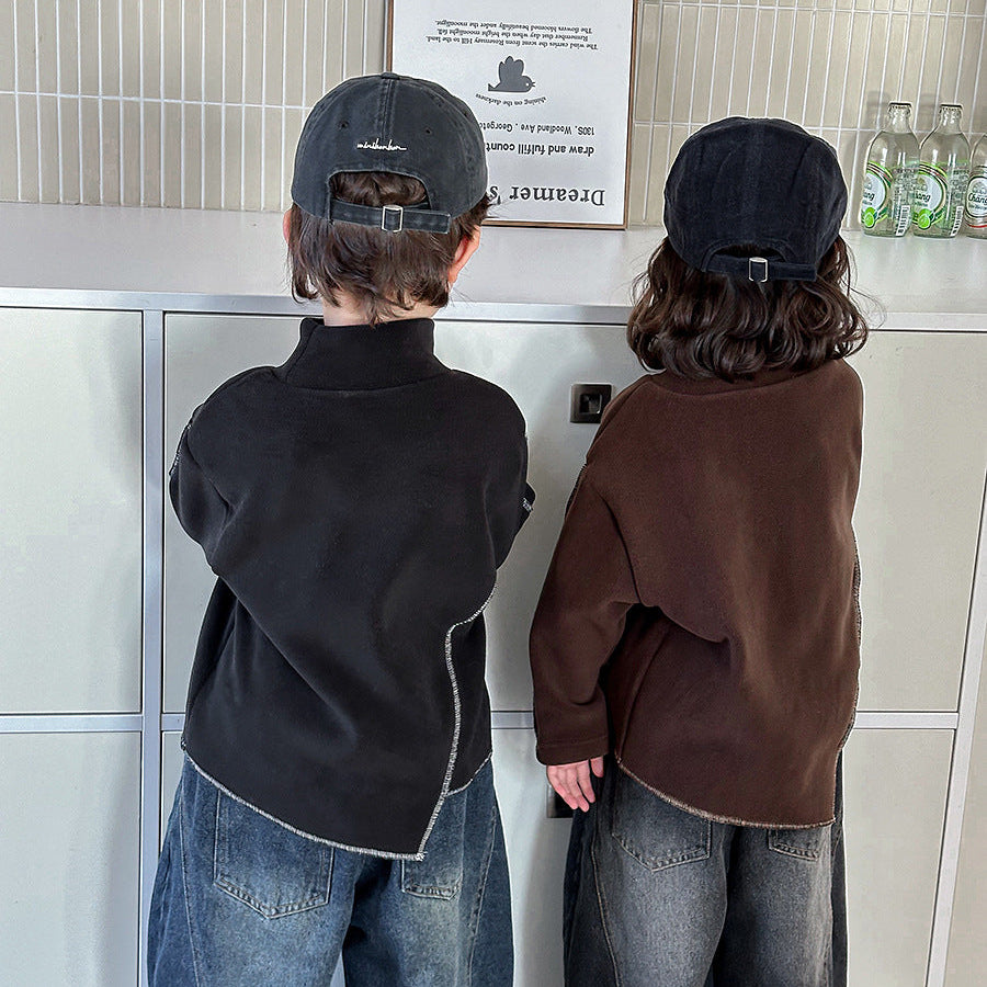 【80-140】アシンメトリーハイネックトップス