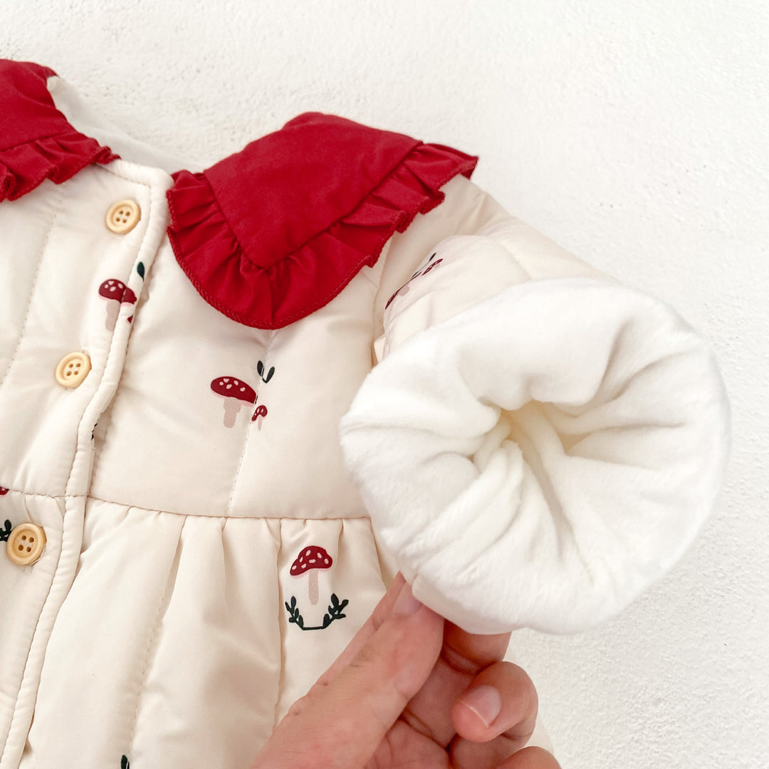 【73-100】きのこ柄裏フリースコート