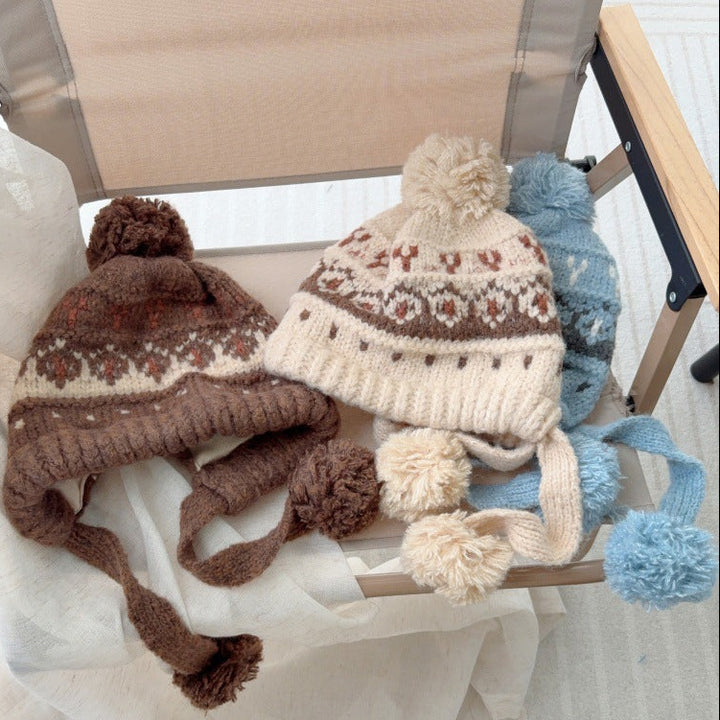 【48-52cm】ポンポン付きニット帽