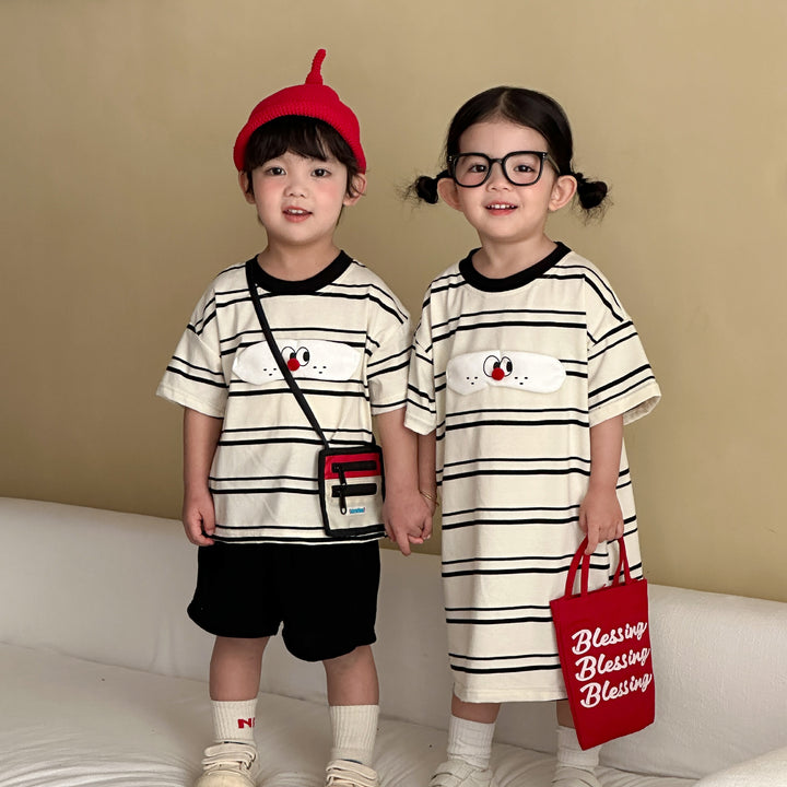 【80-150】フロントワッペンTシャツワンピース