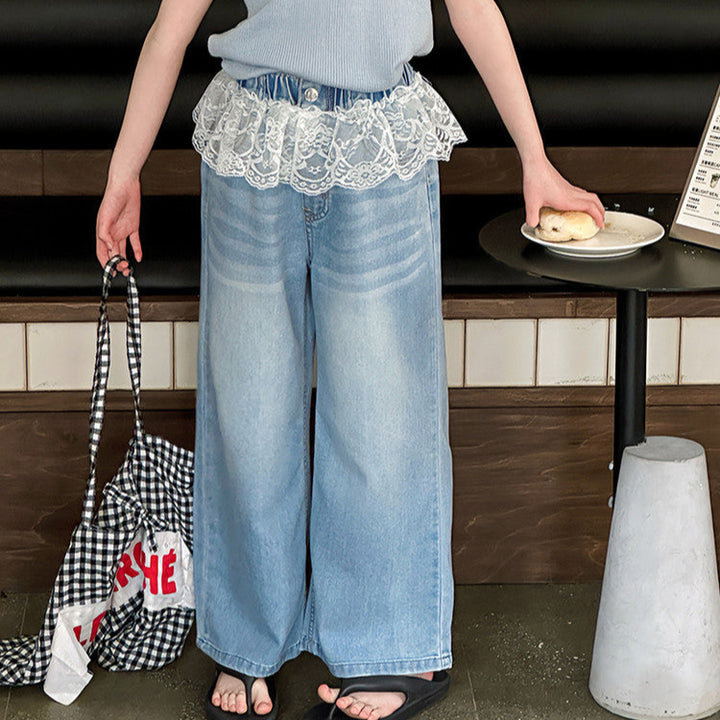【120-150】ウエストレースデニムパンツ