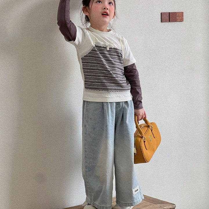 【90-140】キャミレイヤード風Tシャツ