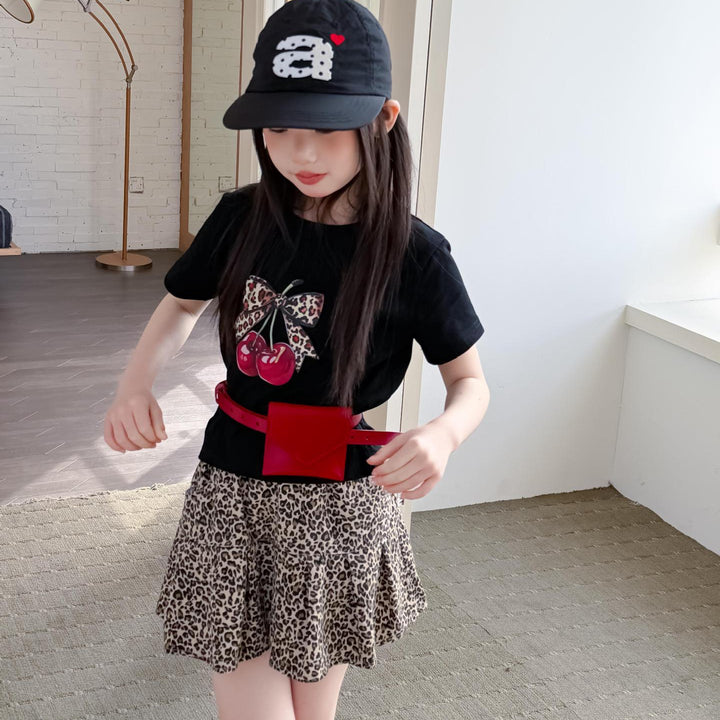 【100-150】リボン＆cherryデザインＴシャツ