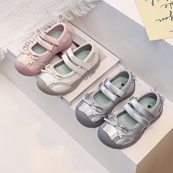 【14.5-21.5】リボンデザインメッシュサンダル