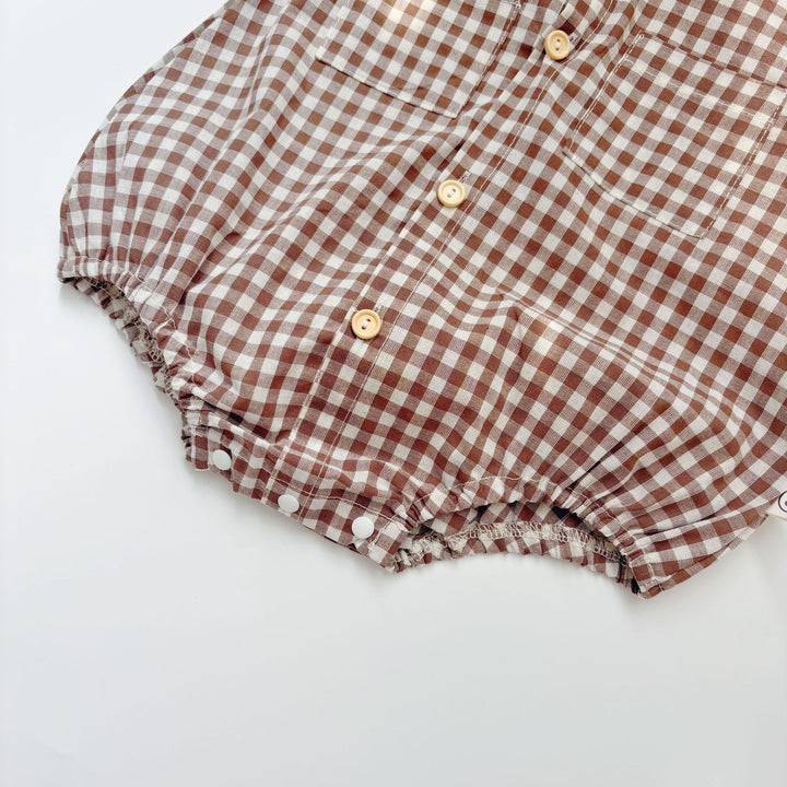 【73-90】チェック柄シャツロンパース