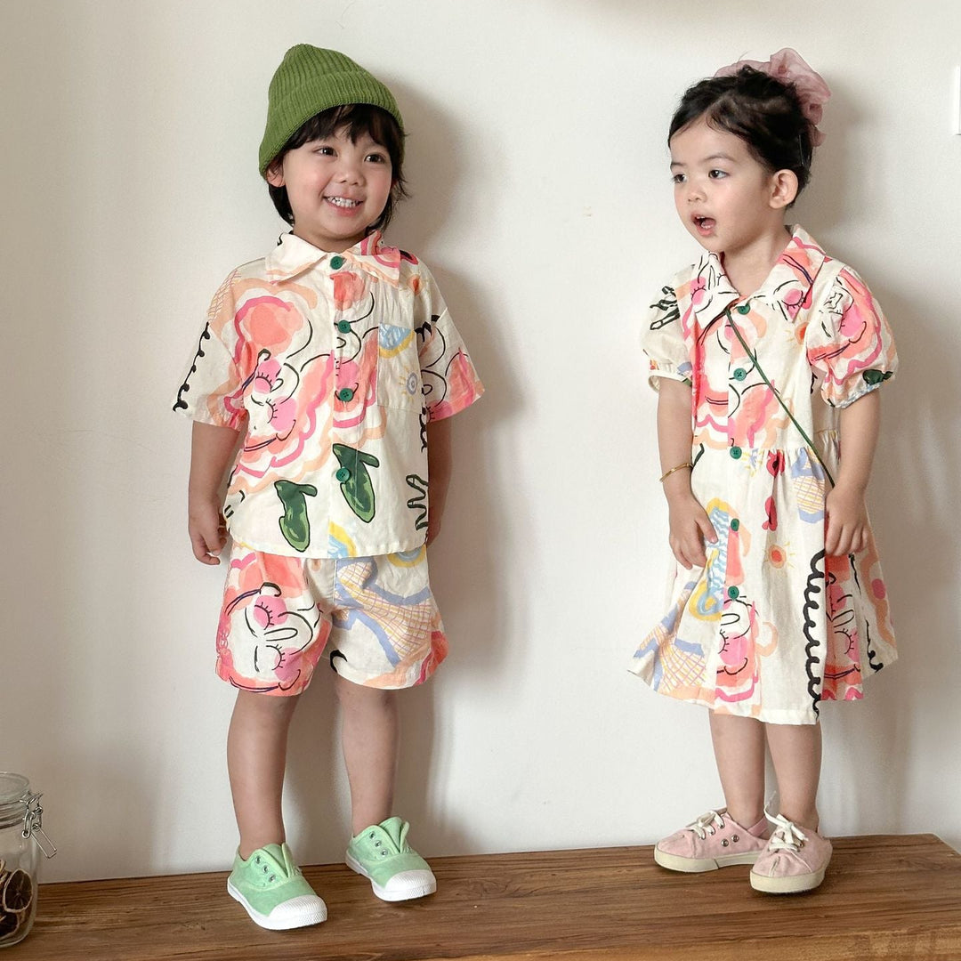 【80-150】カラフルキュートデザインワンピース