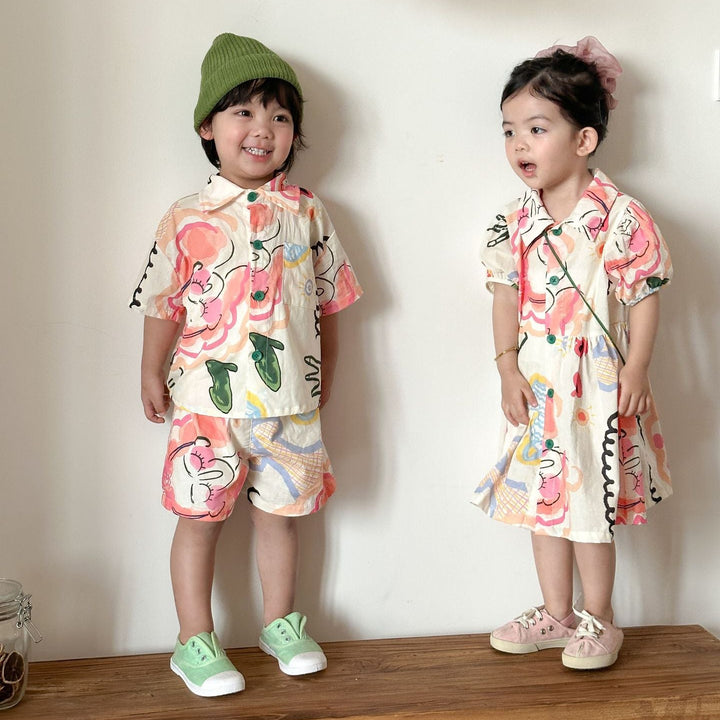 【80-150】カラフルキュートデザインワンピース