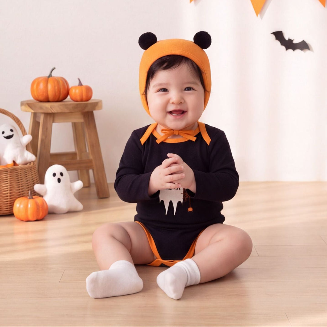 【73-90】ハロウィンデザイン長袖ロンパース