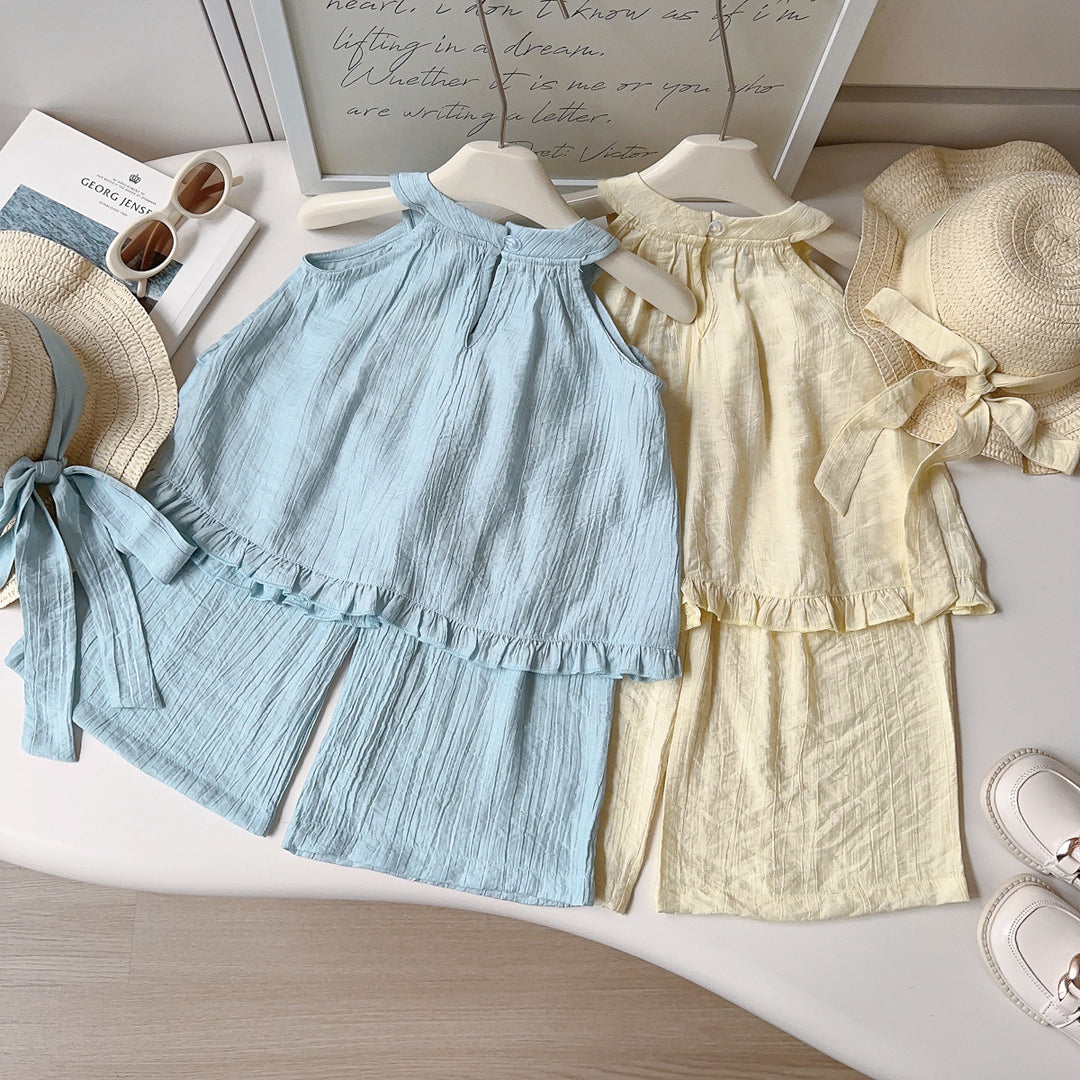 【90-140】フリルデザインホルターネックセットアップ