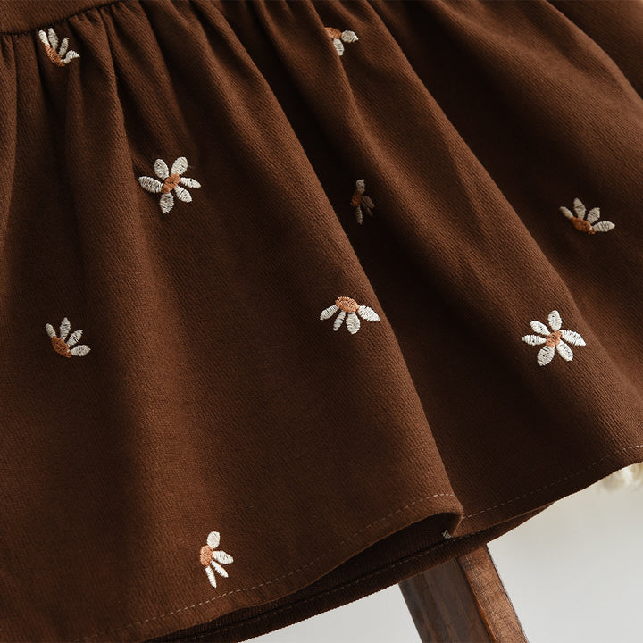 【6M-3Y】フラワー刺繍フレアワンピース