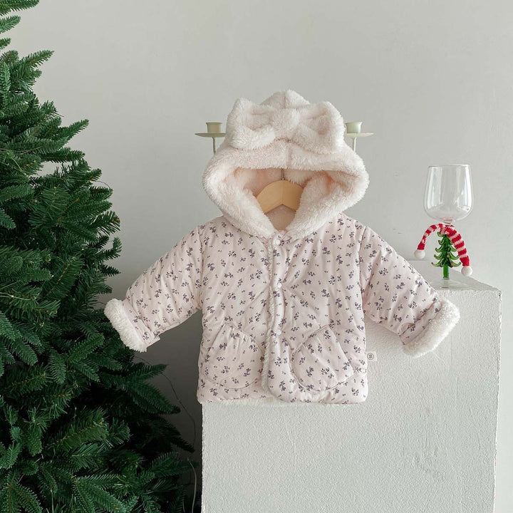 【73-100】リボンフード付きあったかジャケット