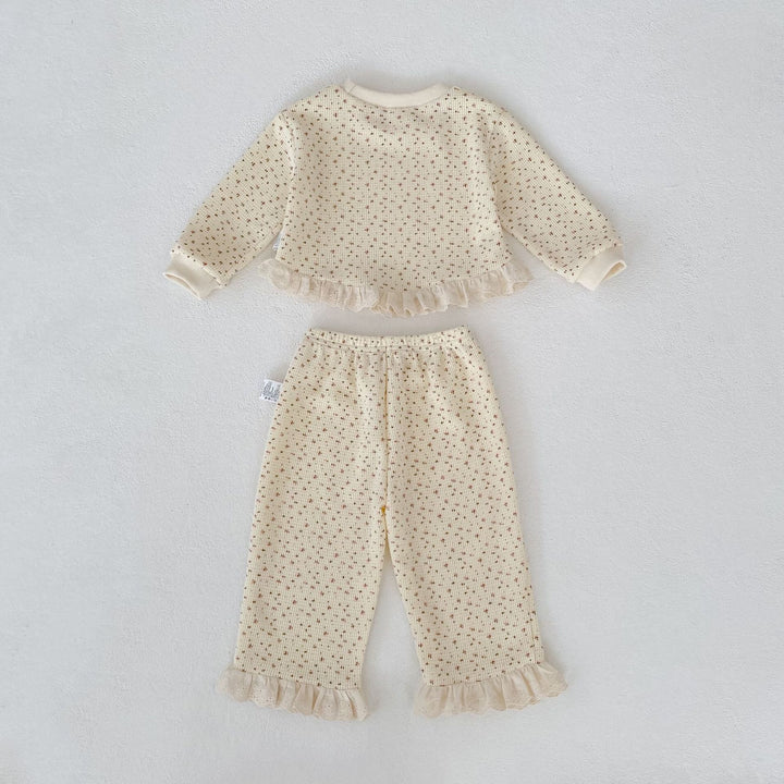 【73-110】レースヘムワッフルセットアップ