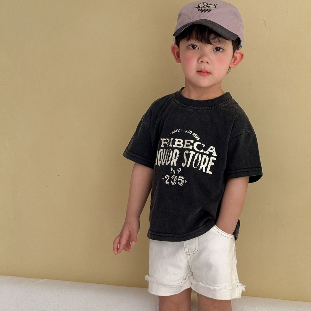 【80-150】ユーズド風ロゴデザインTシャツ