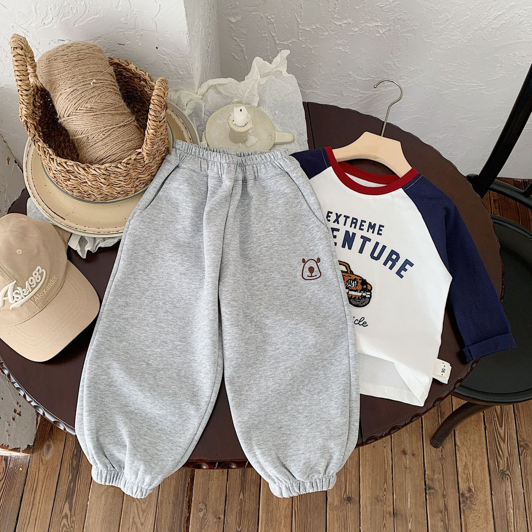 【90-140】ワンポイントベアリラックスパンツ